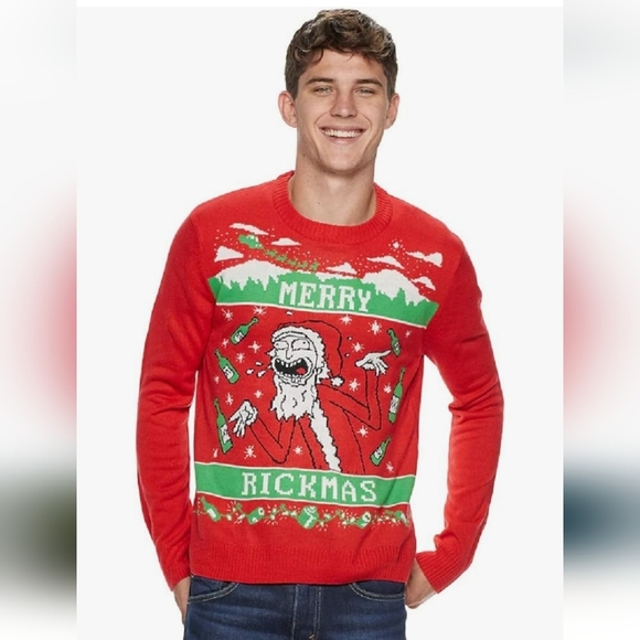 Rick And Morty "Merry Rickmas" Ugly Christmas Sweater Mens XL - Picture 1 of 5